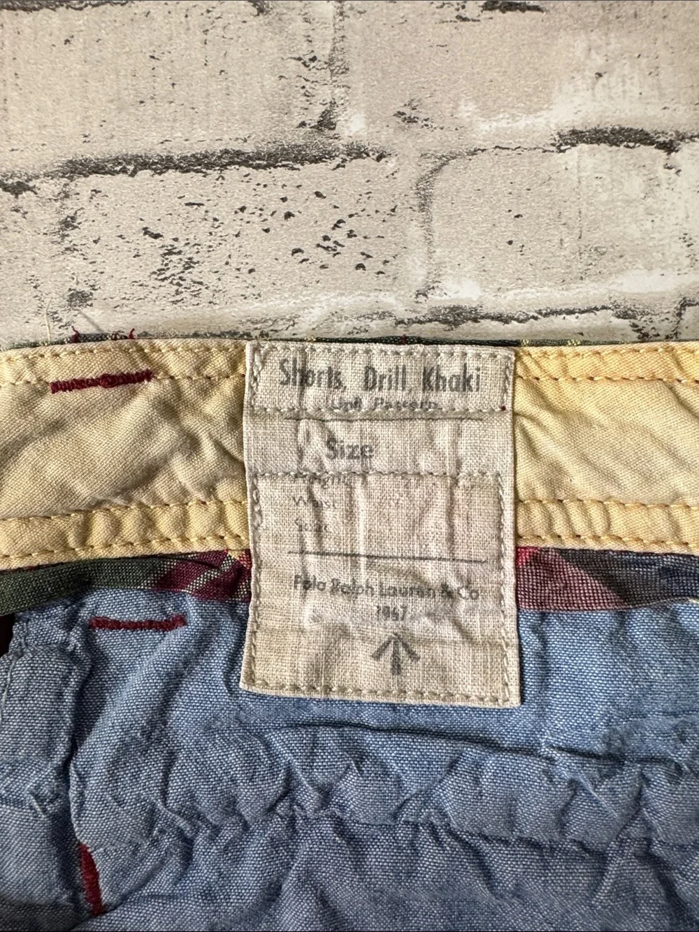 VINTAGE Polo Ralph Lauren mens 36 colorful plaid drill khaki cargo shorts EUC